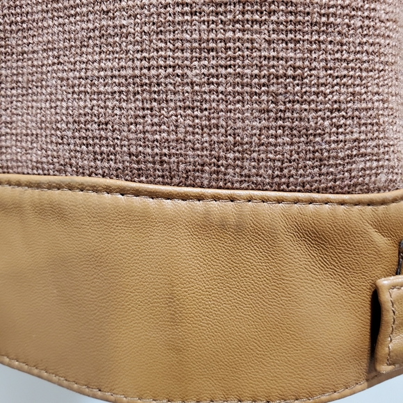 Vakko moto leather & wool zip up shacket jacket Medium - Picture 6 of 14